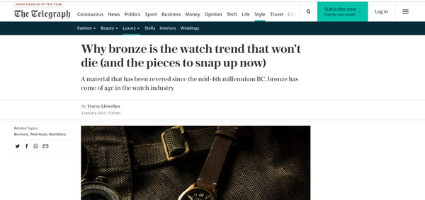 The Telegraph - Bronze Watch Round Up