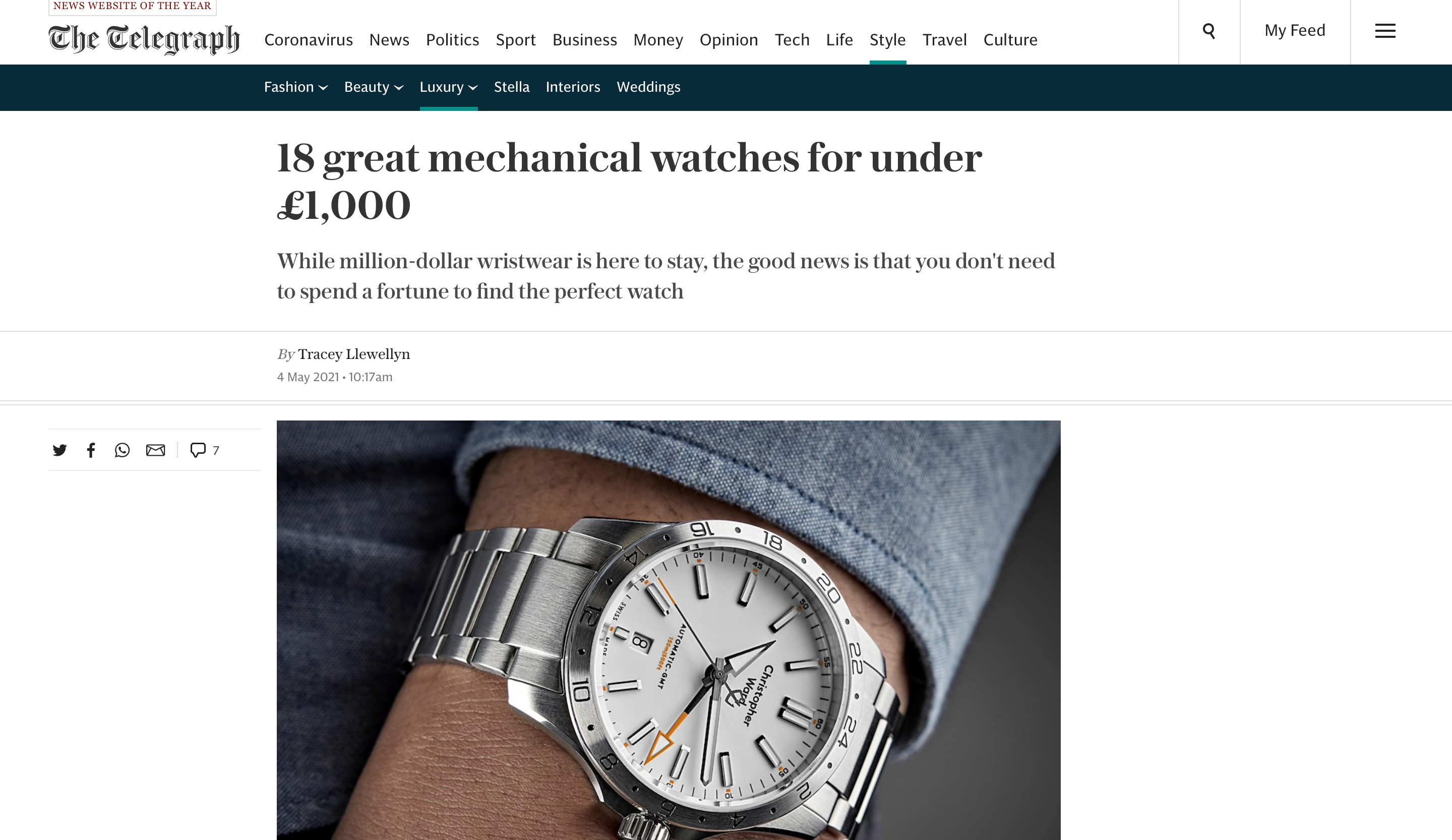 The Telegraph - 18 Great Mechanical Watches Under £1,000